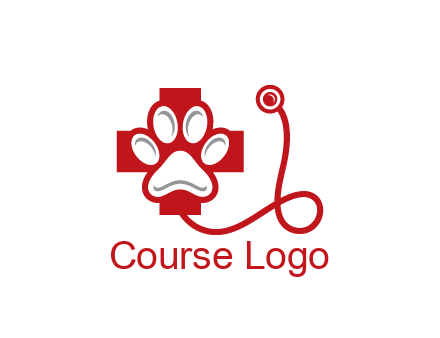 paw in first aid sign with stethoscope