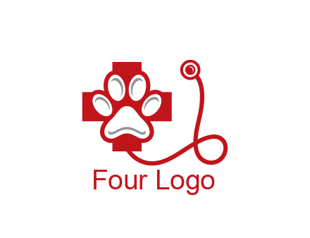 paw in first aid sign with stethoscope