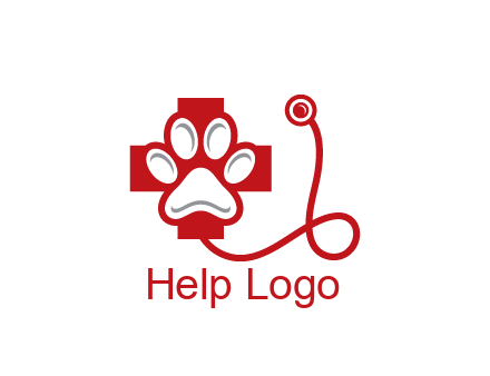 paw in first aid sign with stethoscope