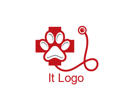 paw in first aid sign with stethoscope