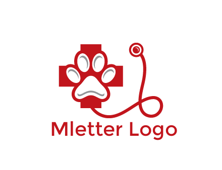 paw in first aid sign with stethoscope