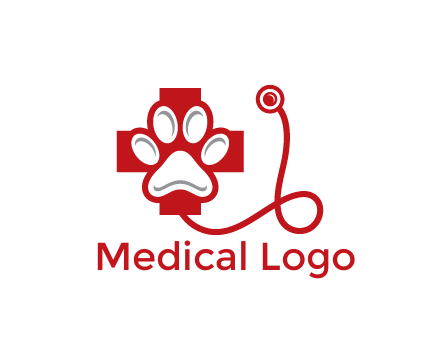 paw in first aid sign with stethoscope