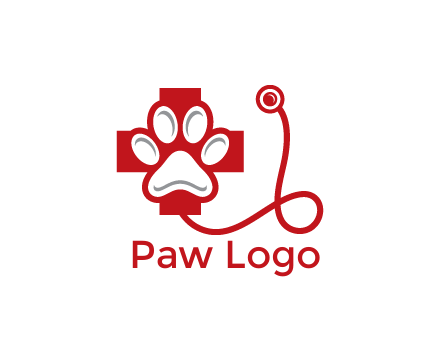 paw in first aid sign with stethoscope