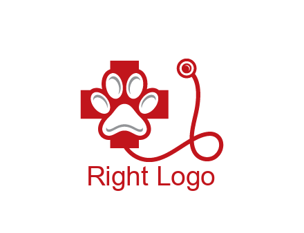 paw in first aid sign with stethoscope