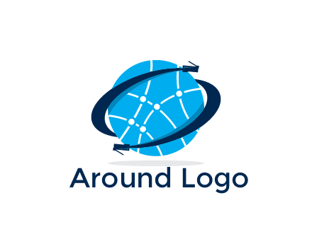 circle with network lines and swoosh plugs