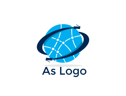 circle with network lines and swoosh plugs