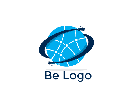 circle with network lines and swoosh plugs