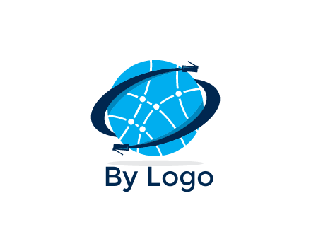 circle with network lines and swoosh plugs