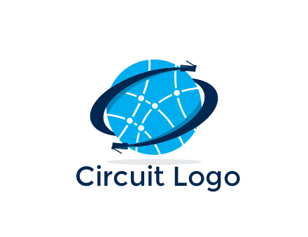 circle with network lines and swoosh plugs