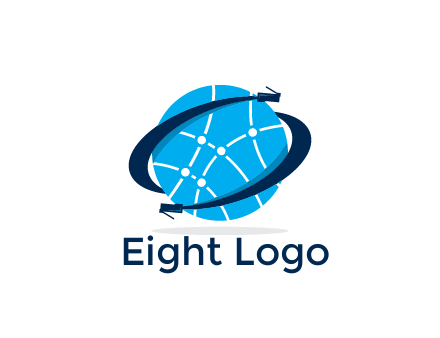 circle with network lines and swoosh plugs