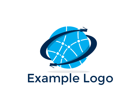 circle with network lines and swoosh plugs