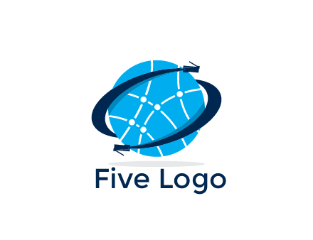 circle with network lines and swoosh plugs