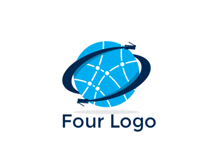 circle with network lines and swoosh plugs