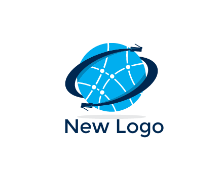 circle with network lines and swoosh plugs
