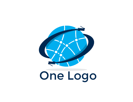 circle with network lines and swoosh plugs