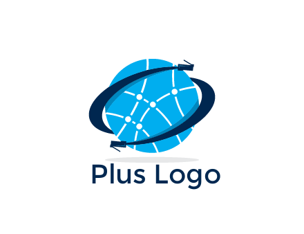 circle with network lines and swoosh plugs