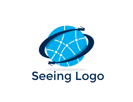 circle with network lines and swoosh plugs