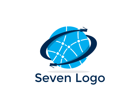circle with network lines and swoosh plugs