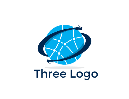circle with network lines and swoosh plugs
