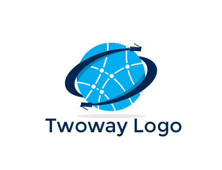 circle with network lines and swoosh plugs