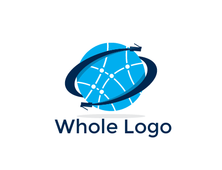 circle with network lines and swoosh plugs