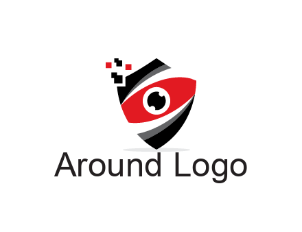 abstract eye in shield with pixels