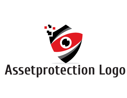 abstract eye in shield with pixels