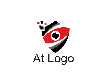 abstract eye in shield with pixels