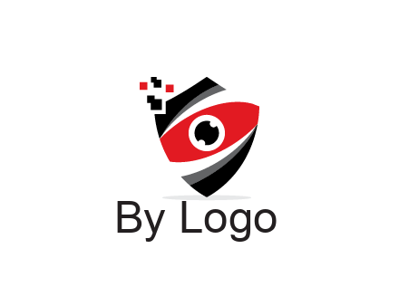 abstract eye in shield with pixels
