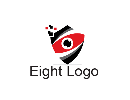 abstract eye in shield with pixels