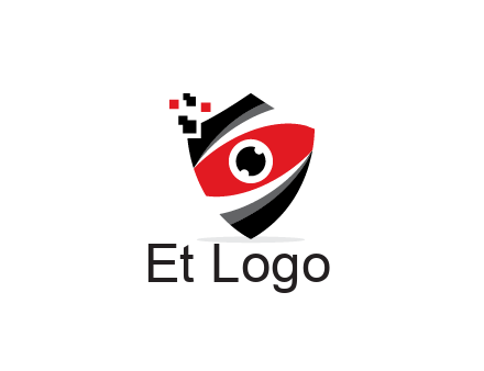 abstract eye in shield with pixels