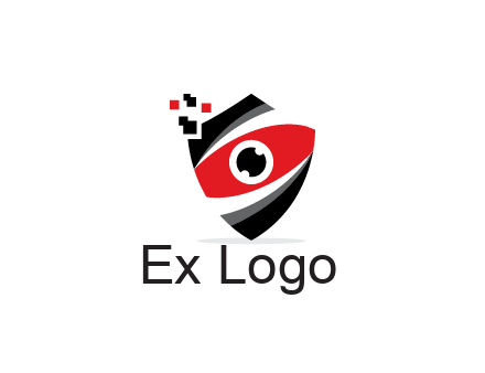 abstract eye in shield with pixels