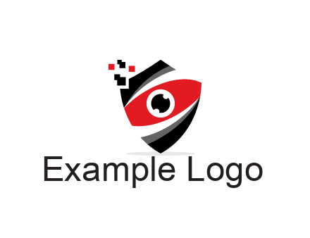 abstract eye in shield with pixels