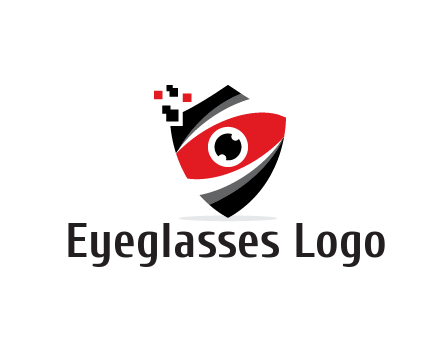 abstract eye in shield with pixels