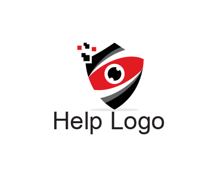 abstract eye in shield with pixels