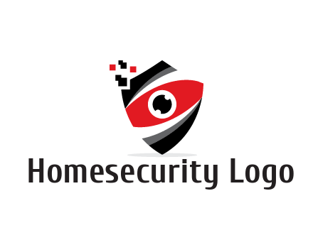 abstract eye in shield with pixels