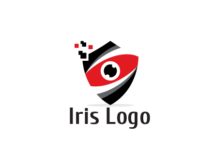 abstract eye in shield with pixels