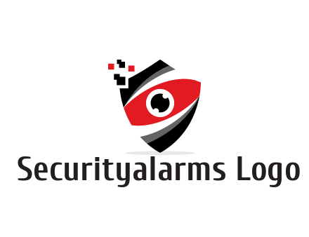abstract eye in shield with pixels