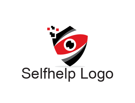 abstract eye in shield with pixels
