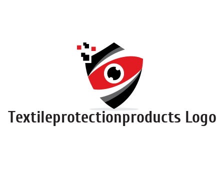 abstract eye in shield with pixels