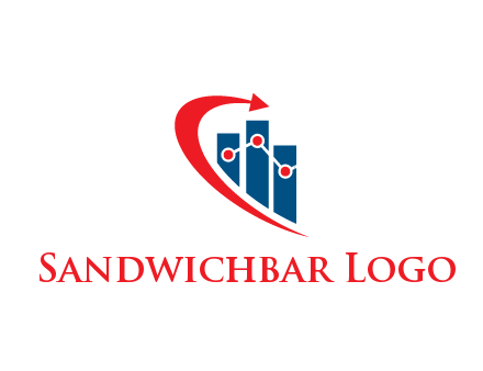 bar graph with network lines and arrow swoosh