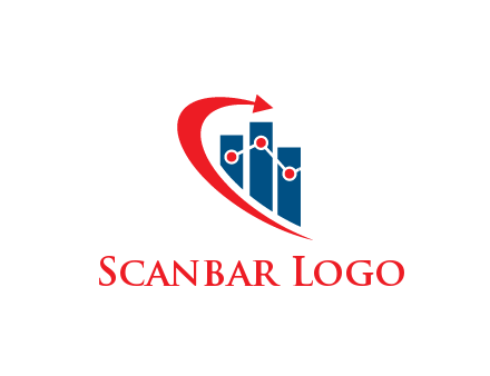 bar graph with network lines and arrow swoosh