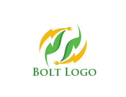 abstract leaves with electric bolt with plugs