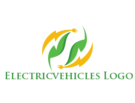 abstract leaves with electric bolt with plugs