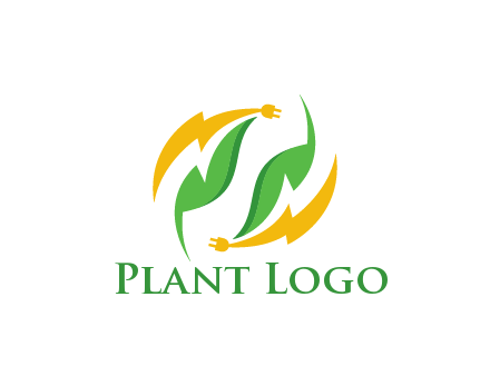 abstract leaves with electric bolt with plugs