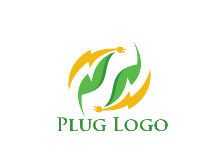 abstract leaves with electric bolt with plugs