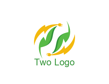 abstract leaves with electric bolt with plugs