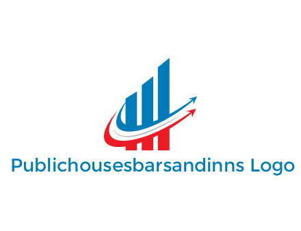 bar graph with swooshes arrows