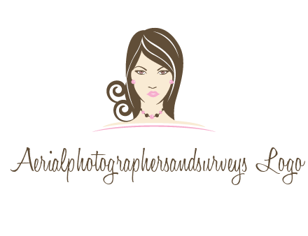 head of beautiful woman wearing bead earrings and necklace jewelry logo