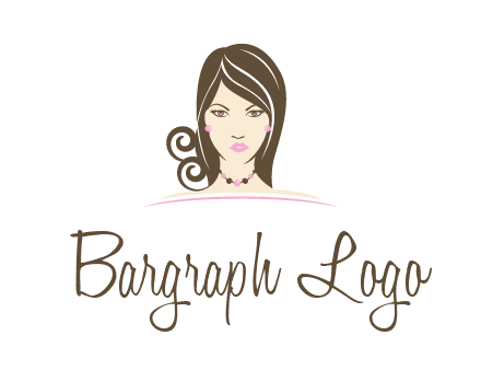 head of beautiful woman wearing bead earrings and necklace jewelry logo